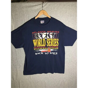 Mens Trench Shirt Atlanta Braves Navy Blue 1992 National League Champs Vintage